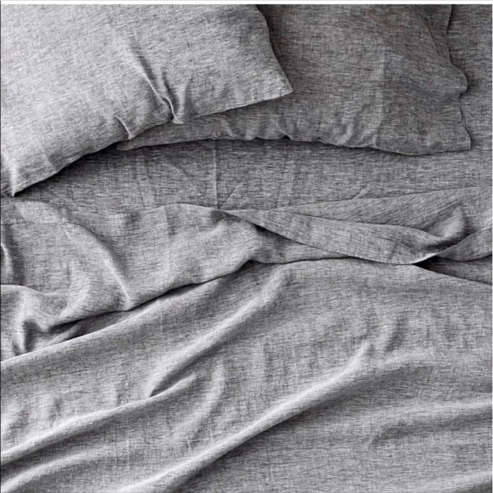West Elm belgian flax linen sheet set King slate melange